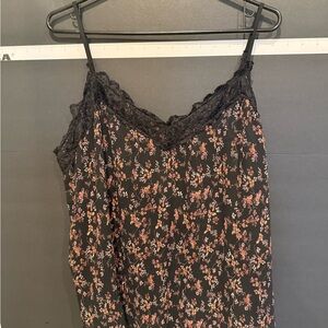 Everleigh Black Floral Camisole with Lace Trim